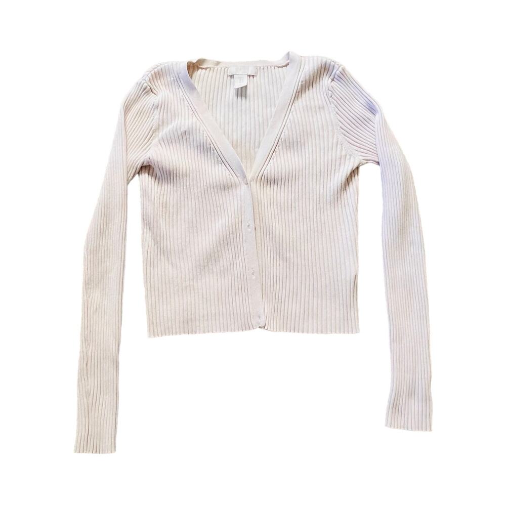 H&M Bone Longsleeve Button Front Women's Sweater Top M